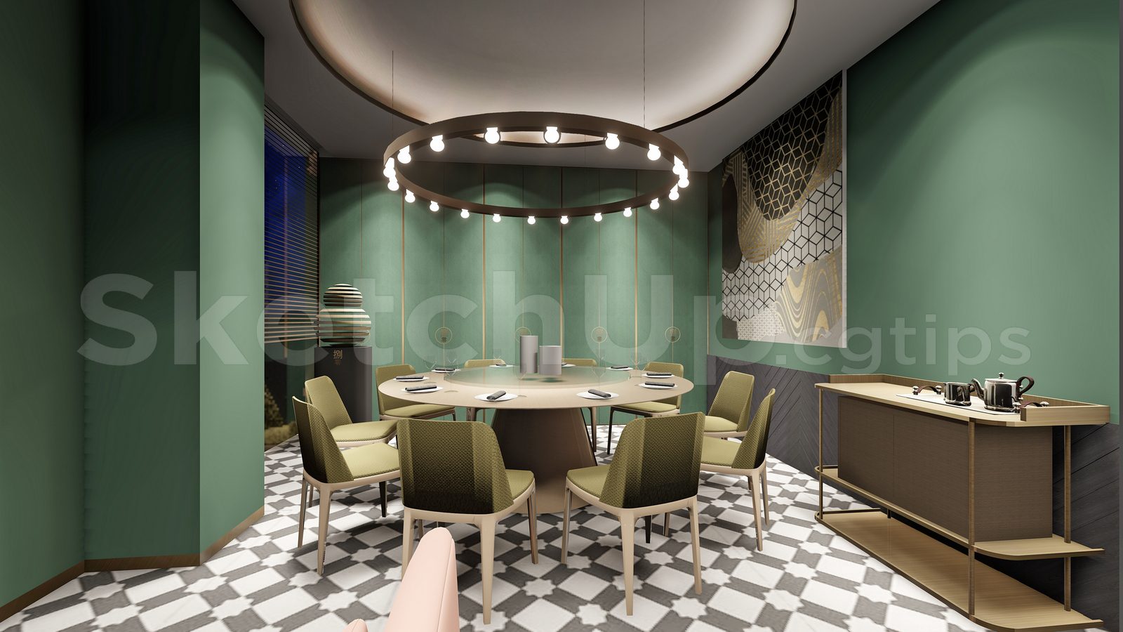15593. Sketchup Restaurant Bar Download Model Download (11)