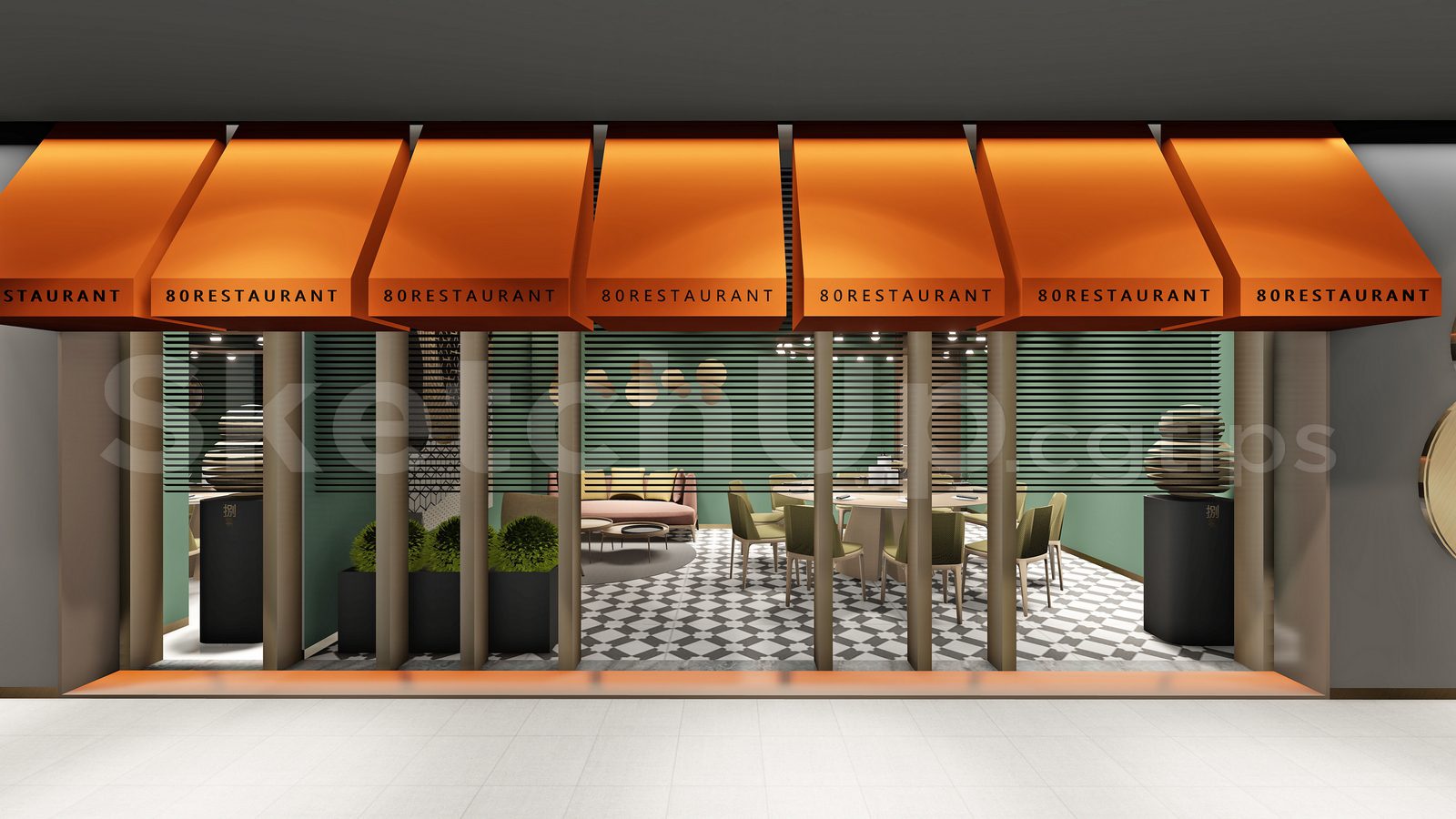 15593. Sketchup Restaurant Bar Interior Model Download (12)