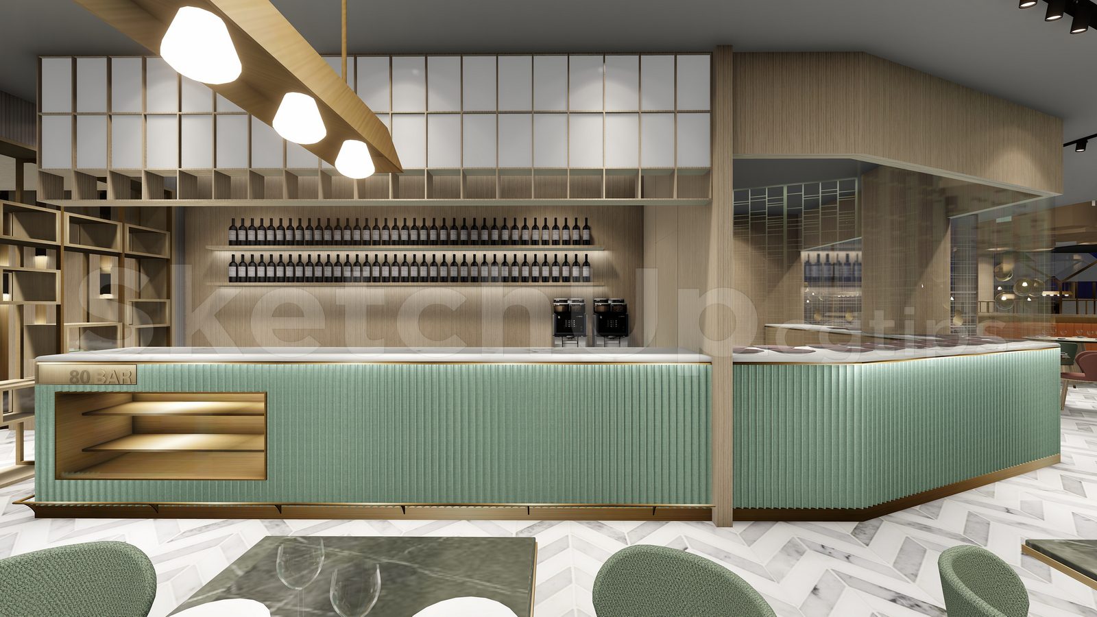 15593. Sketchup Restaurant Bar Interior Model Download (2)