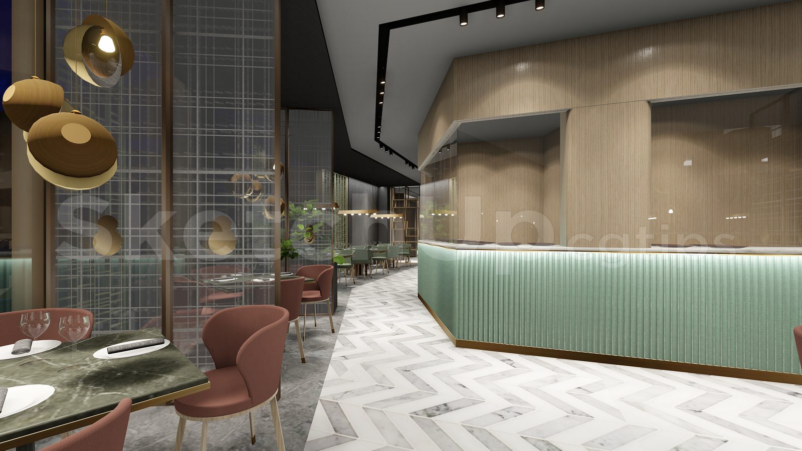 15593. Sketchup Restaurant Bar Interior Model Download (8)
