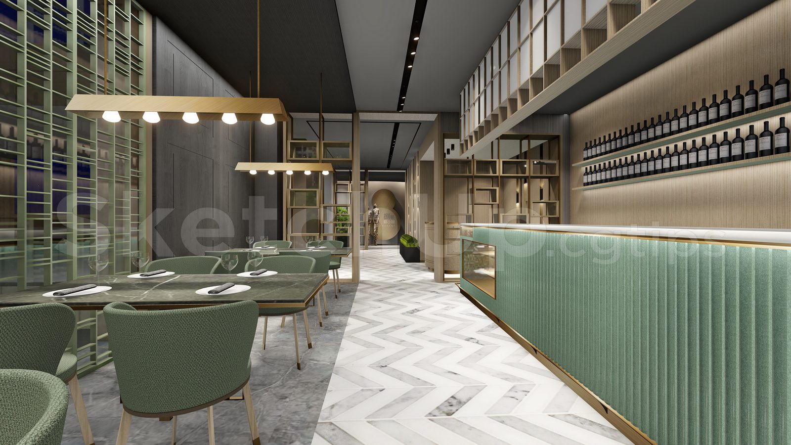 15593. Sketchup Restaurant Bar Download Model Download (9)