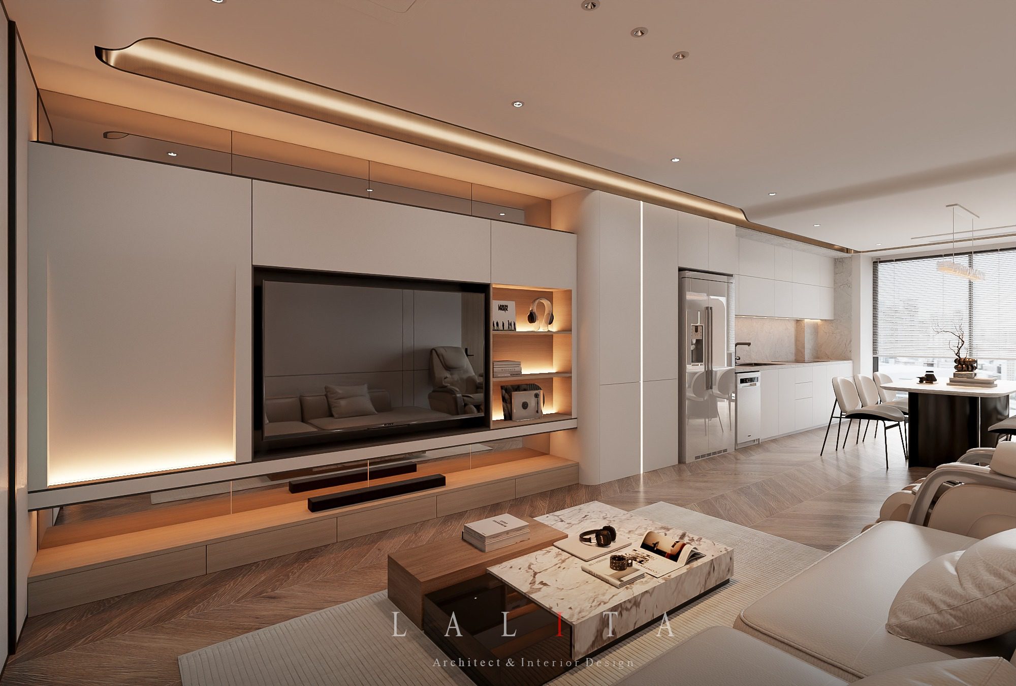 15795. Sketchup Living Room - Kitchen Interior Model Download by Thanh Cong (5)