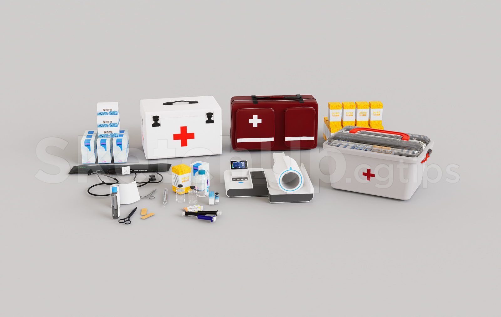 20400. Sketchup Firt Aid Kit Ambulance Emergency Box Medical Box Medical Medical Models Download (2)