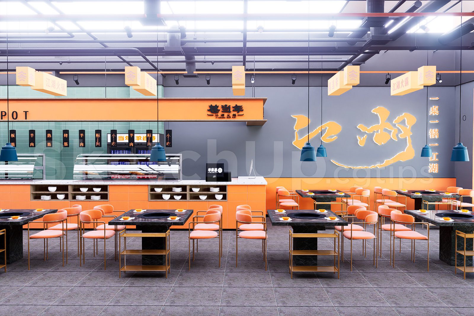 20208. تنزيل طراز مطعم مجاني Sketchup Restaurant (2)