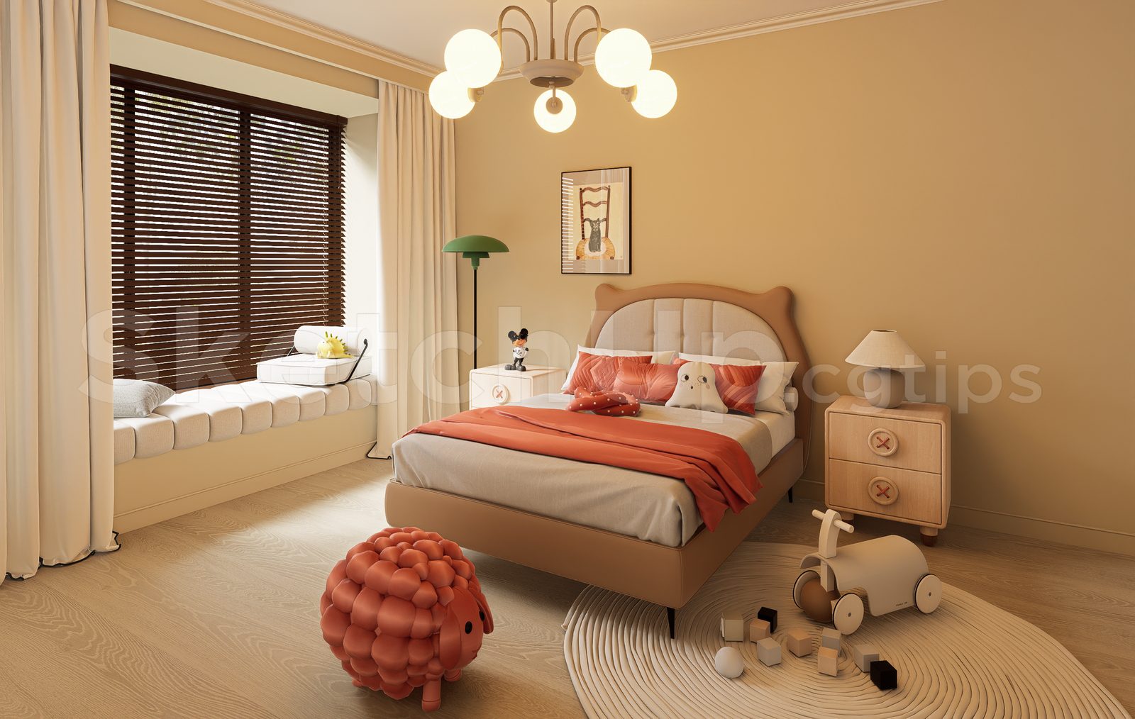 16352. Sketchup Free Kids Bedroom Model Download (1)