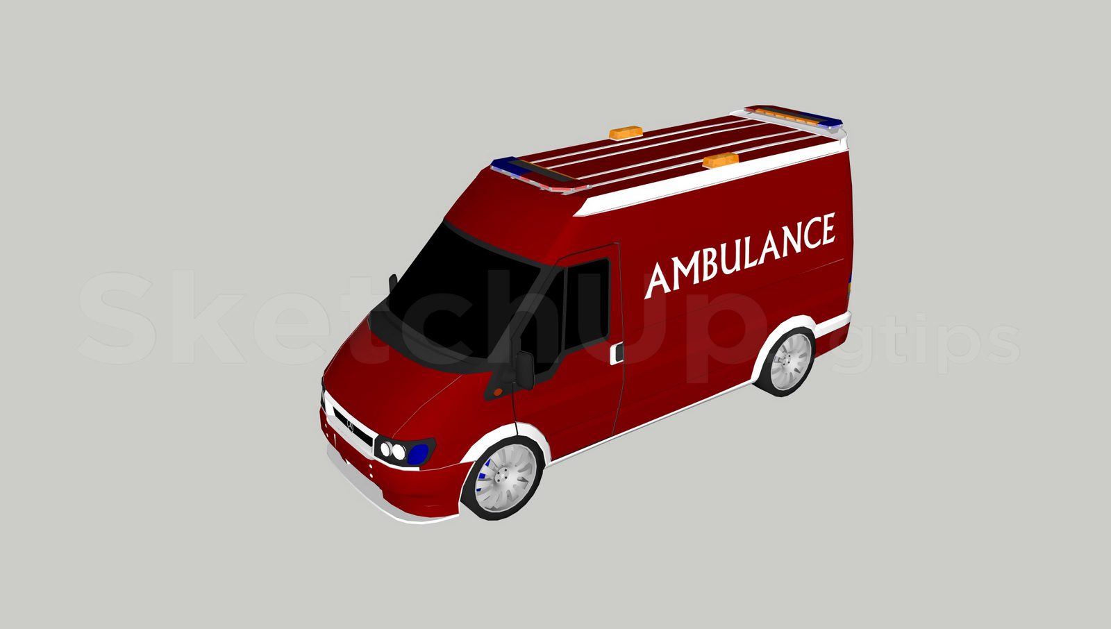20478. قم بتنزيل Sketchup Ambulance ، نموذج نقالة (1)