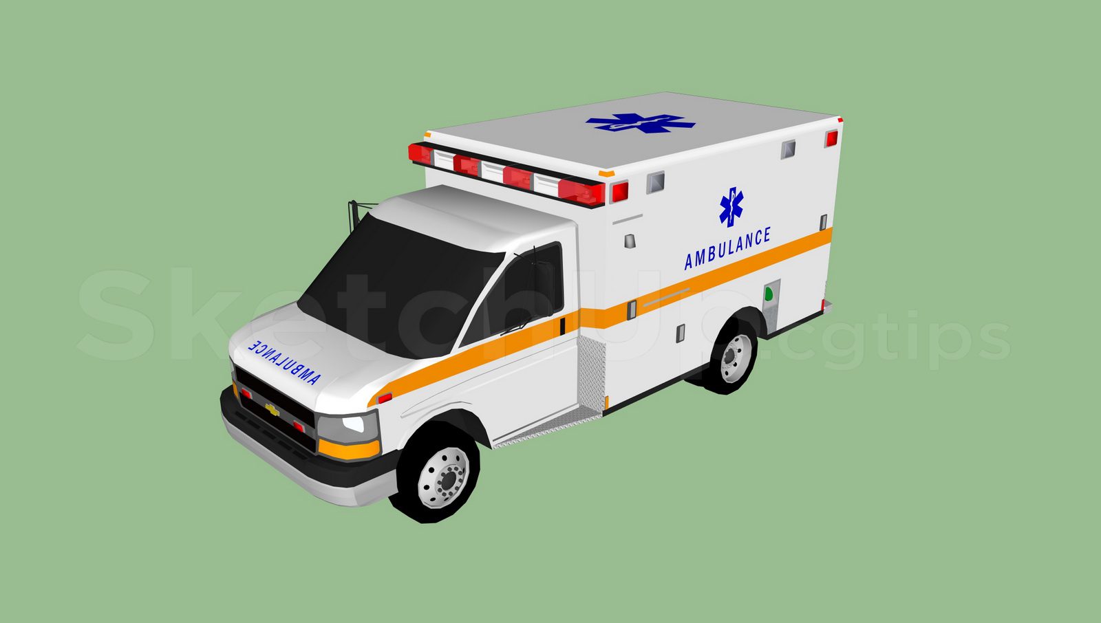 20478. قم بتنزيل Sketchup Ambulance ، نموذج نقالة (2)