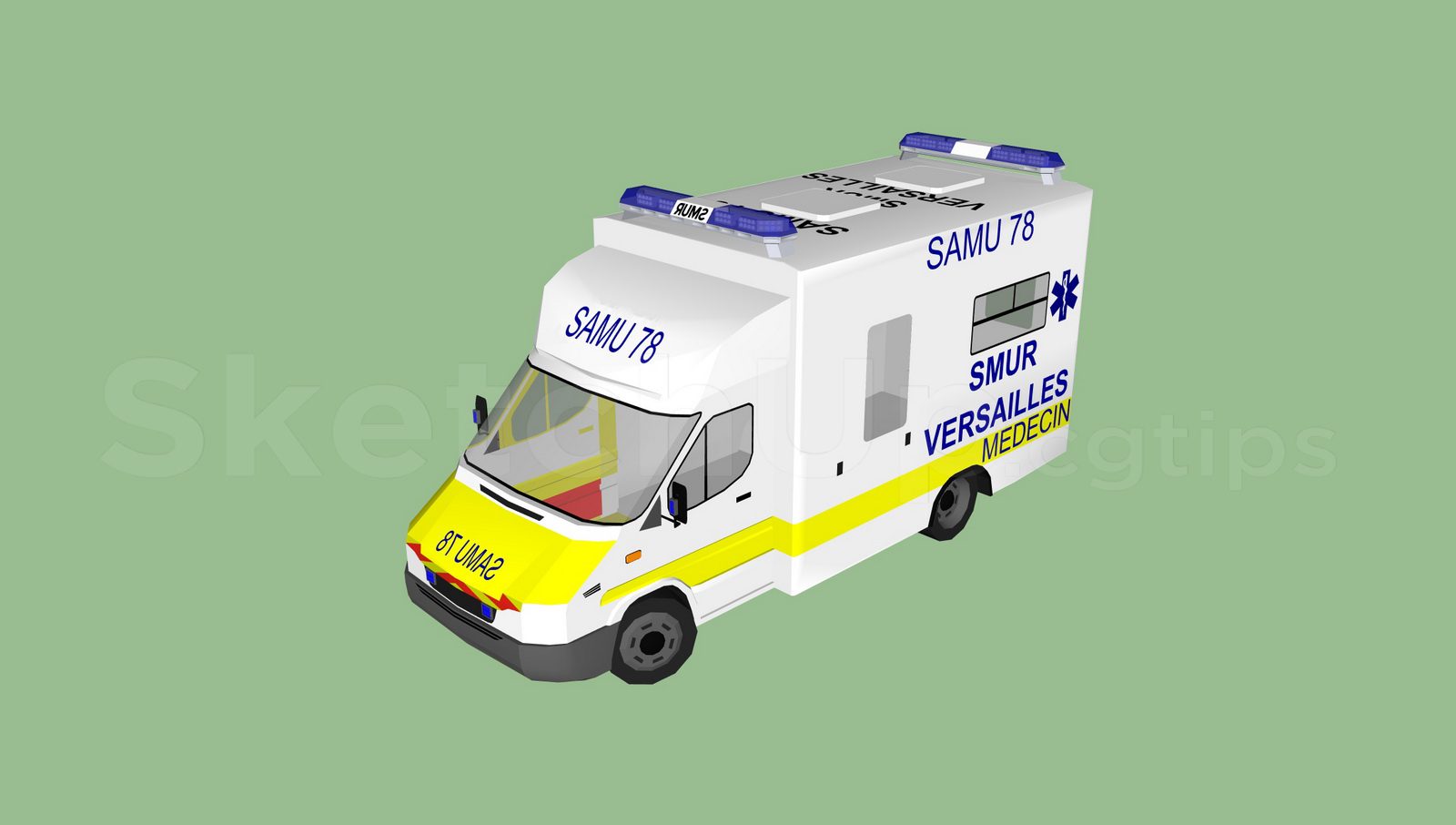 20478. قم بتنزيل Sketchup Ambulance ، نموذج نقالة (7)
