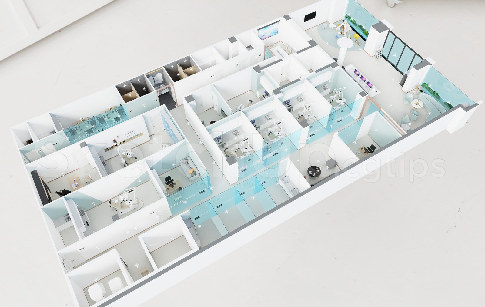 20508. Sketchup Free Dental Care Center Model Download (2)
