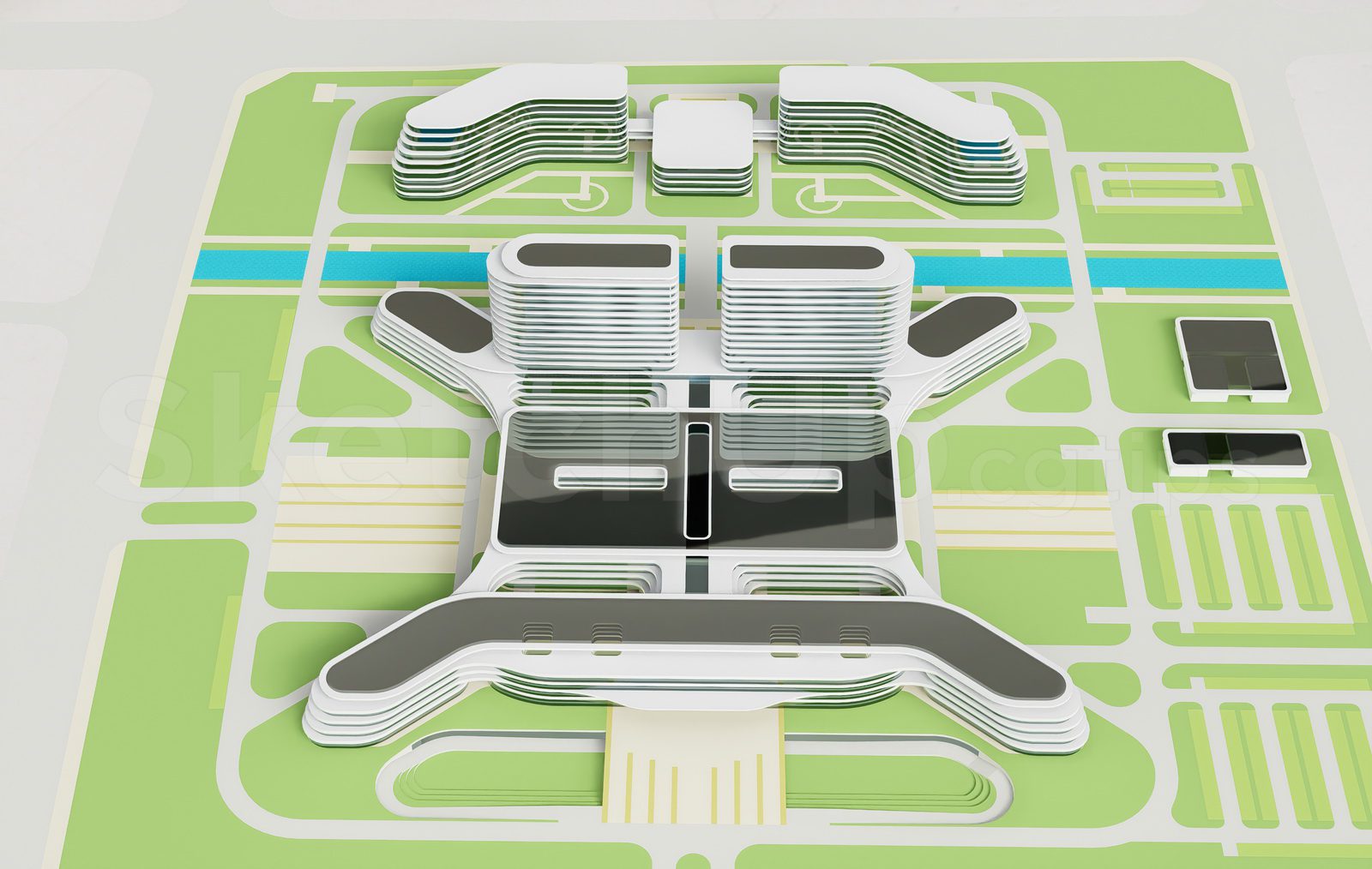 20517. تنزيل مجاني لخطة Sketchup الرئيسية ثلاثية الأبعاد لمشروع المستشفى (1)