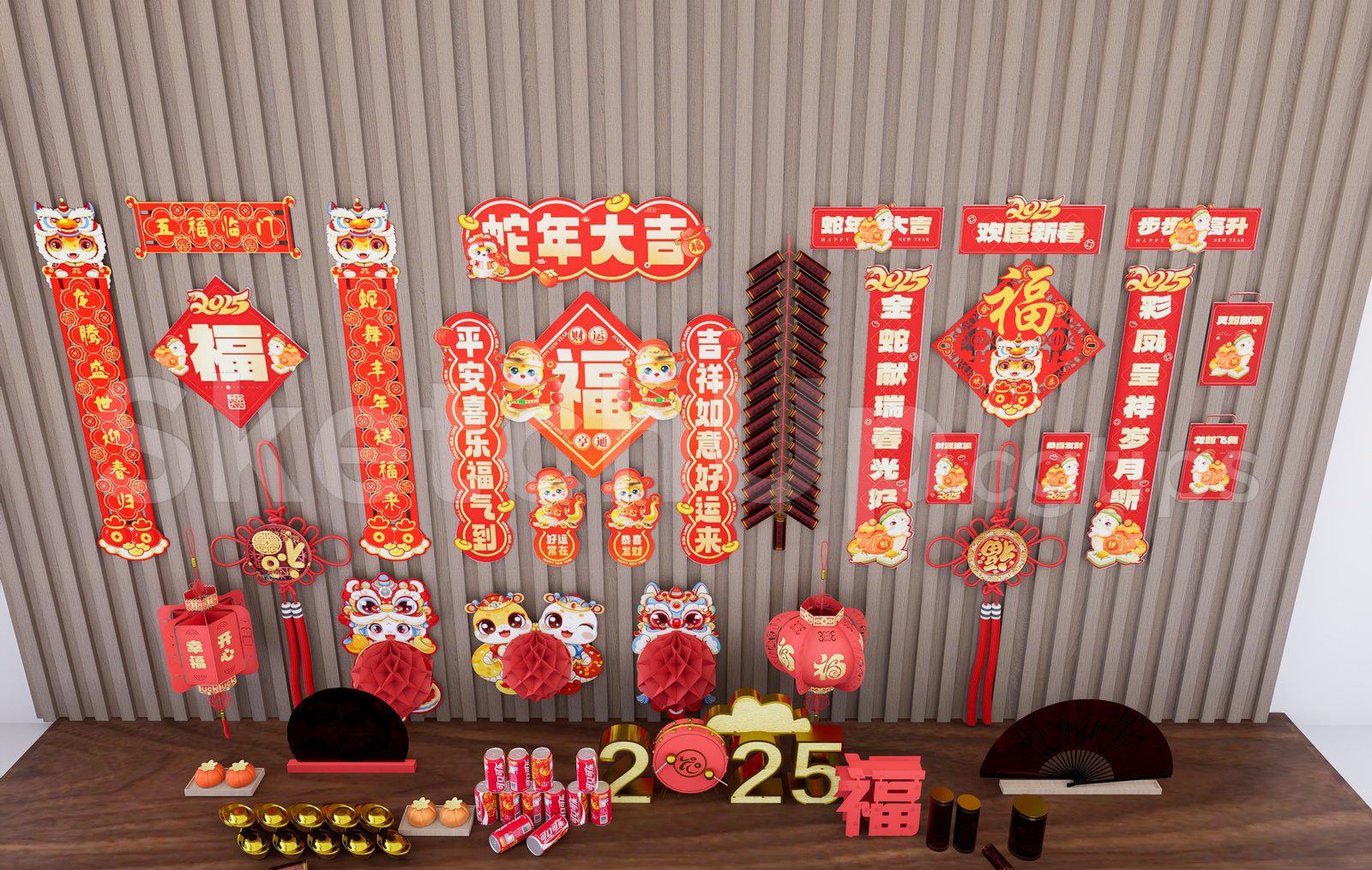 20521. قم بتنزيل DENER Sketchup Decoration مجانًا للعام الجديد (2)