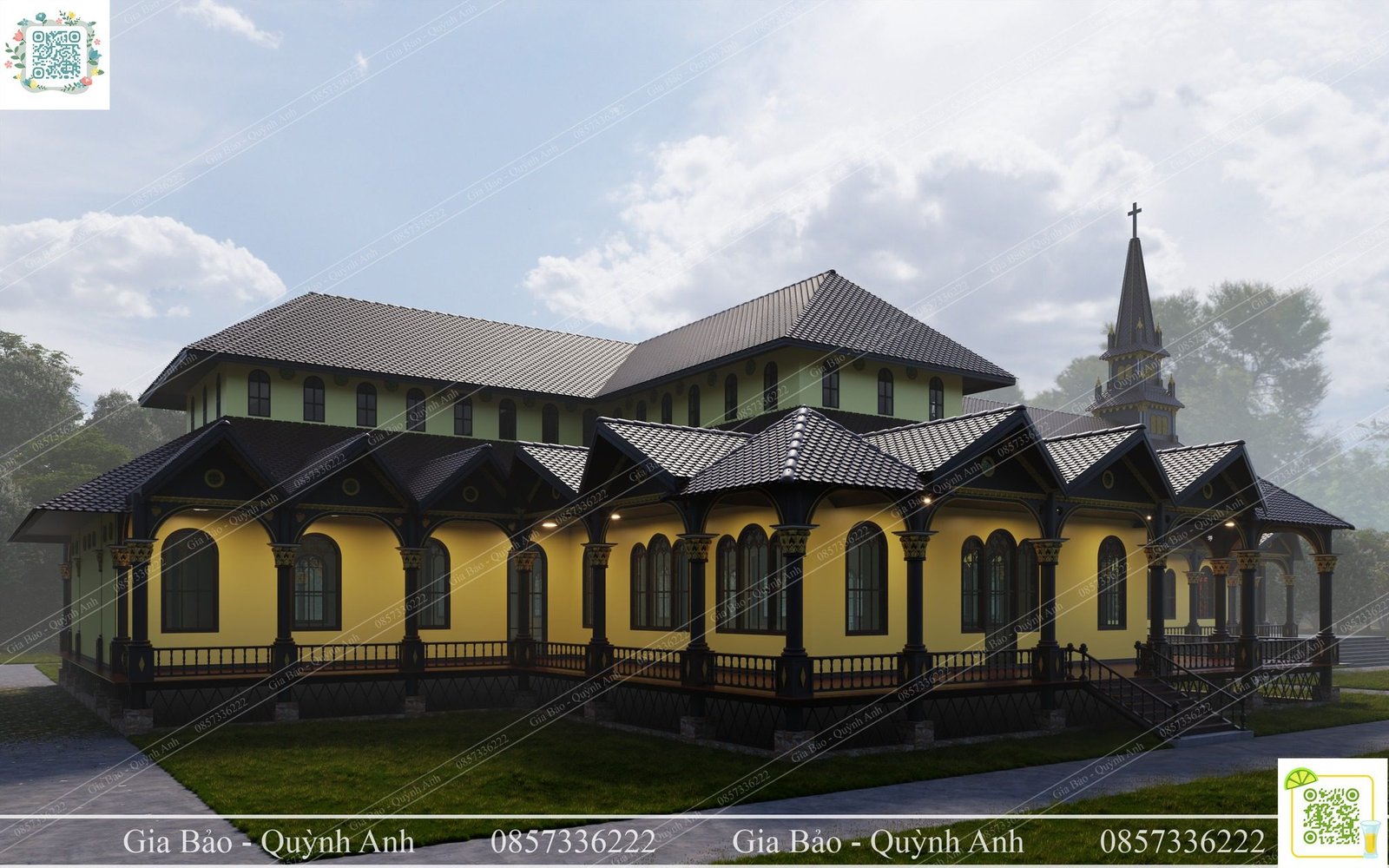 16786. رسم كاثوليك كنيسة كاثوليكي النموذج الخارجي تنزيل بواسطة GIA Bao Quynh ANH (10)