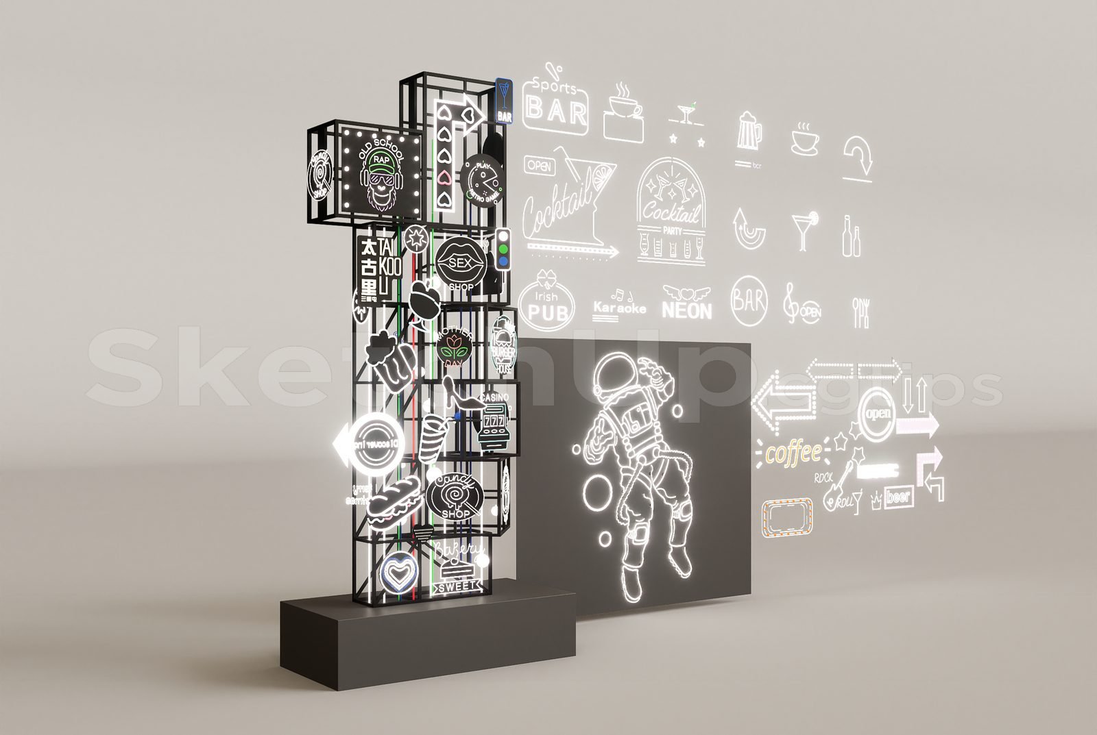 16917. Sketchup Neon Light Model Download (1)
