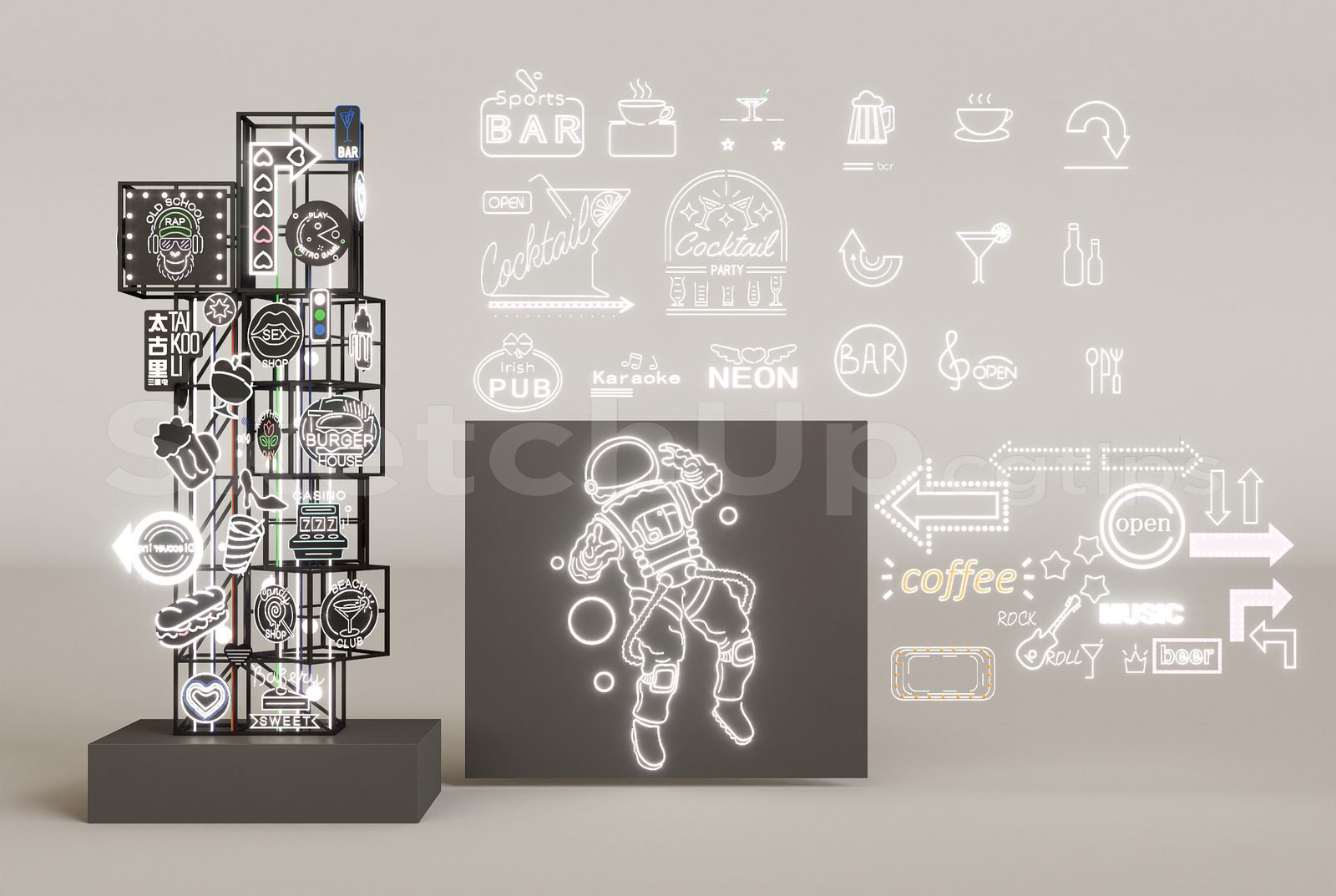16917. تنزيل نموذج Sketchup Neon Light Model (2)