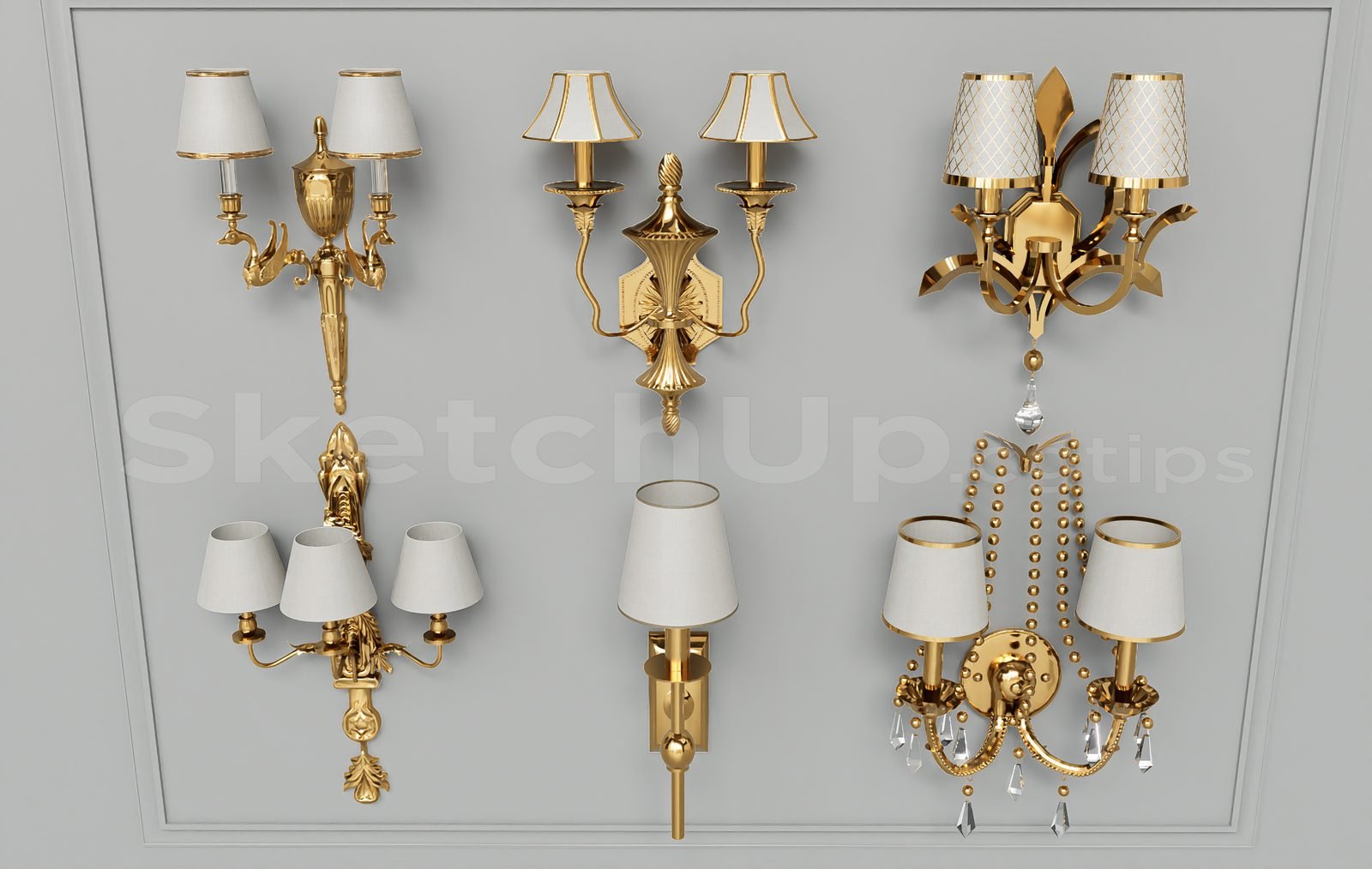 17039. تنزيل نموذج Sketchup Wall Light Model (2)