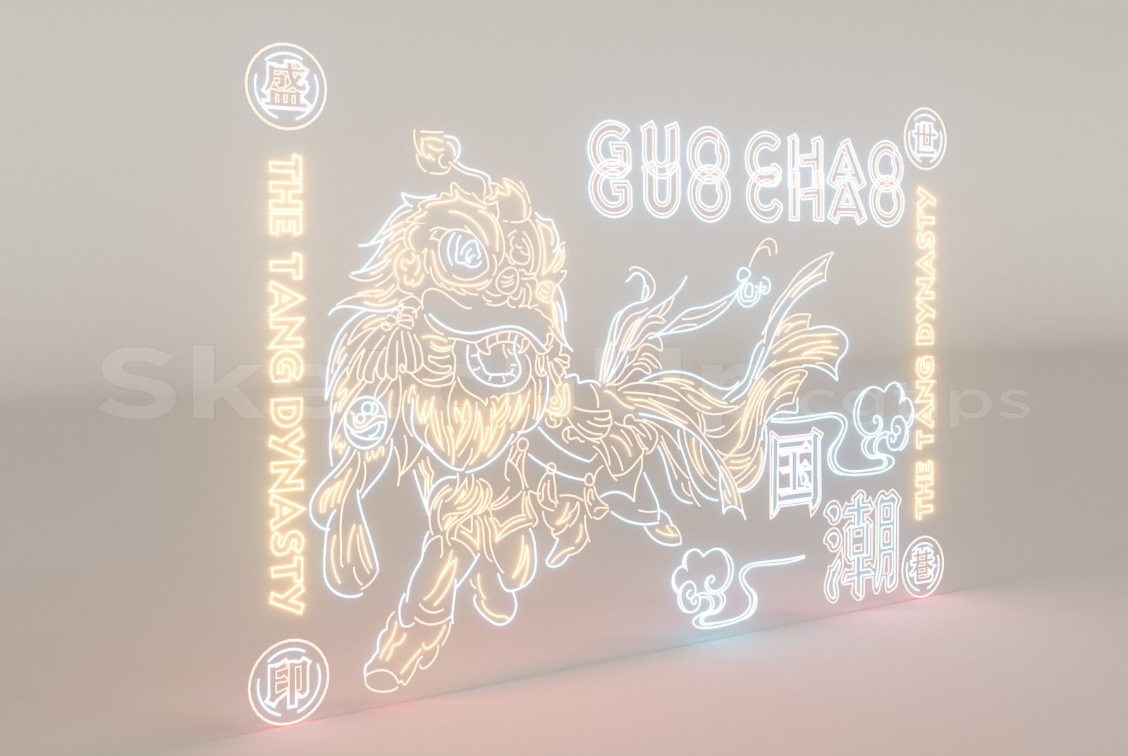 17082. تنزيل نموذج Sketchup Neon Light Set Model (2)