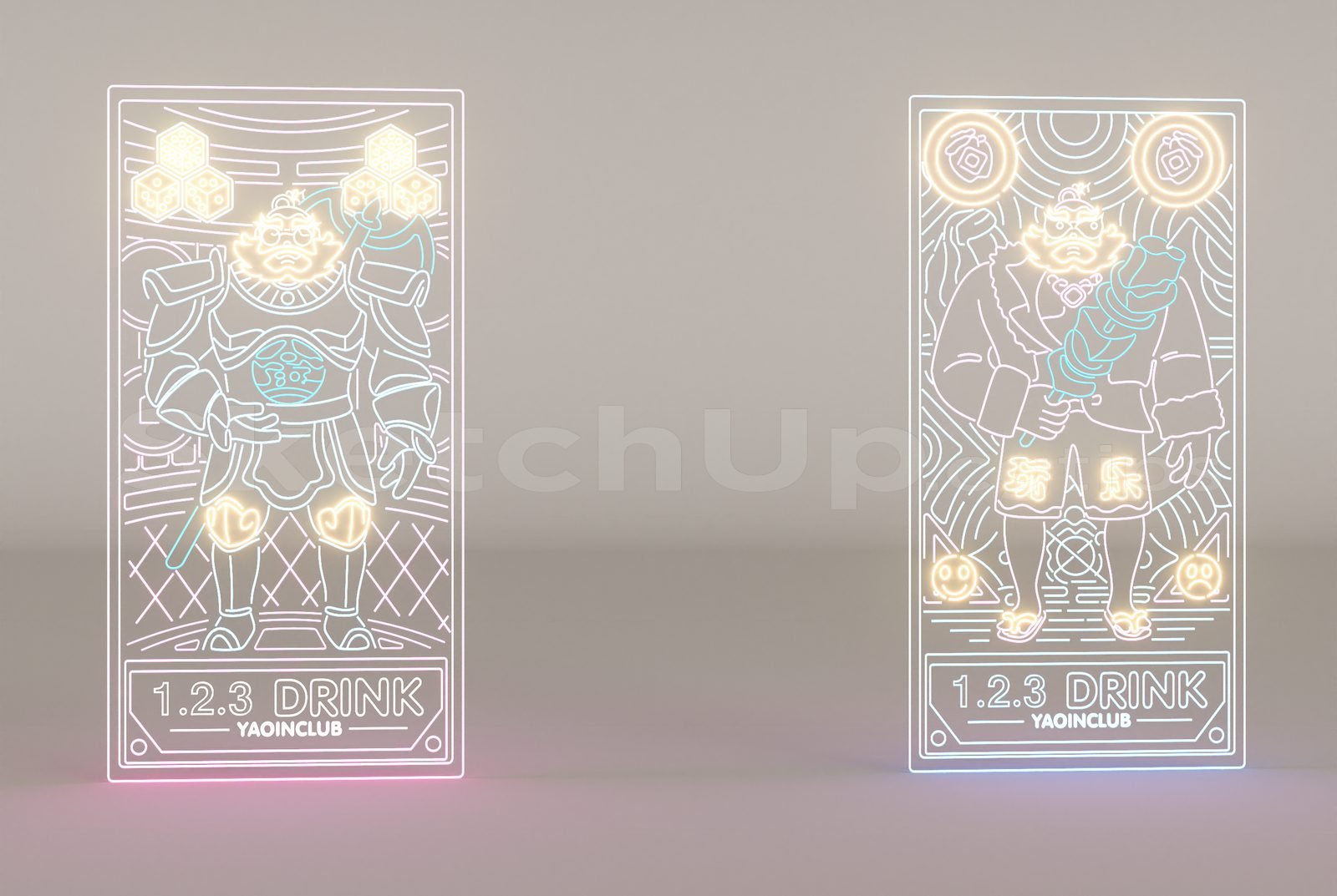 17111. Sketchup Neon Light Set Model Download (1)