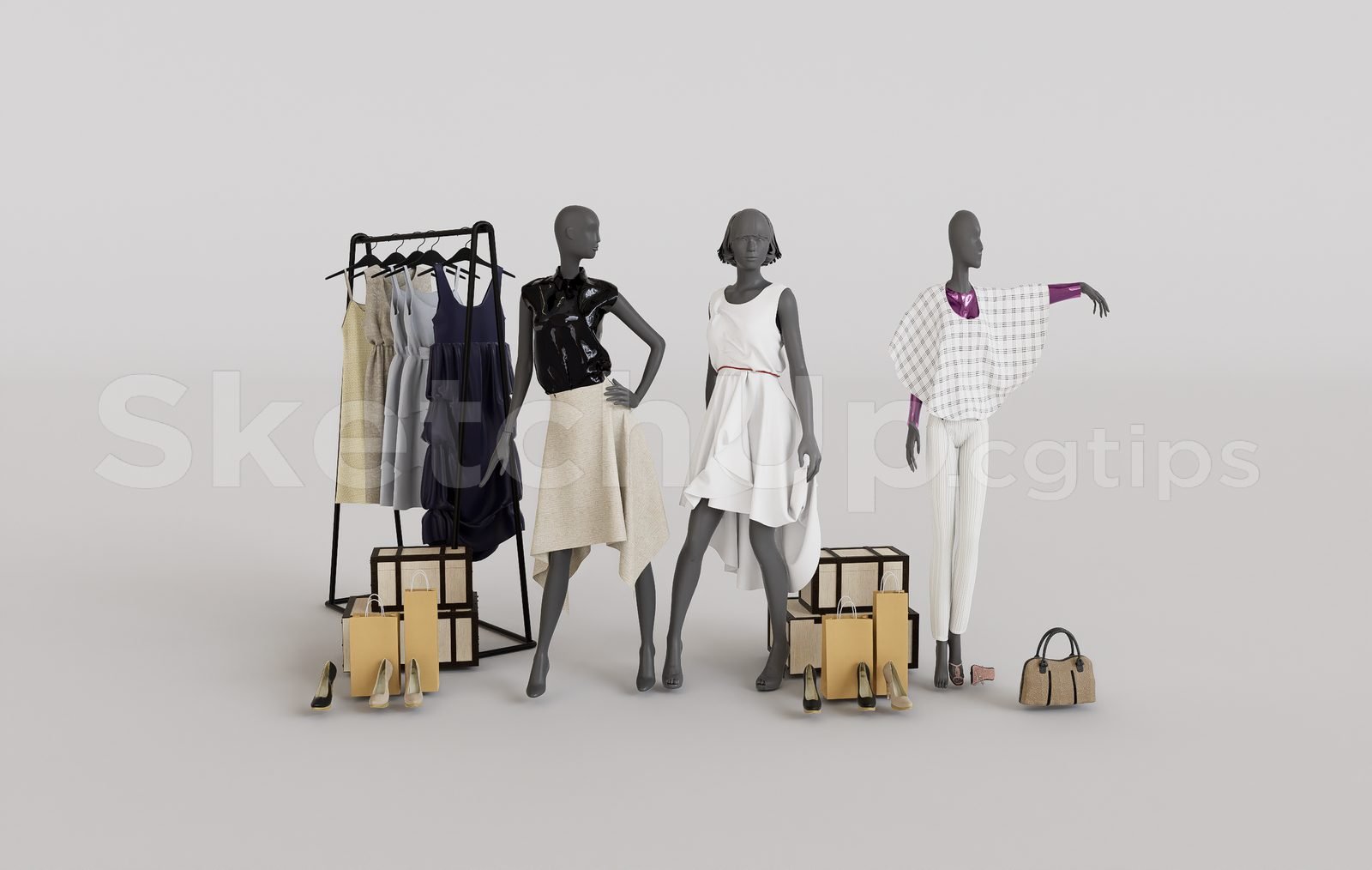 16103. تحميل مجاني لنموذج Sketchup ثلاثي الأبعاد من عارضة أزياء لملابس الموضة (2)