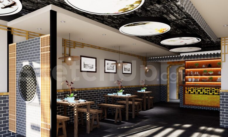 20237. تنزيل طراز مطعم مجاني Sketchup Restaurant (2)