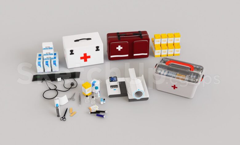20400. Sketchup First Aid Kit Ambulance Emergency Box Medical Box Medical Medical Models Download Models Models Healthcare Download (1)