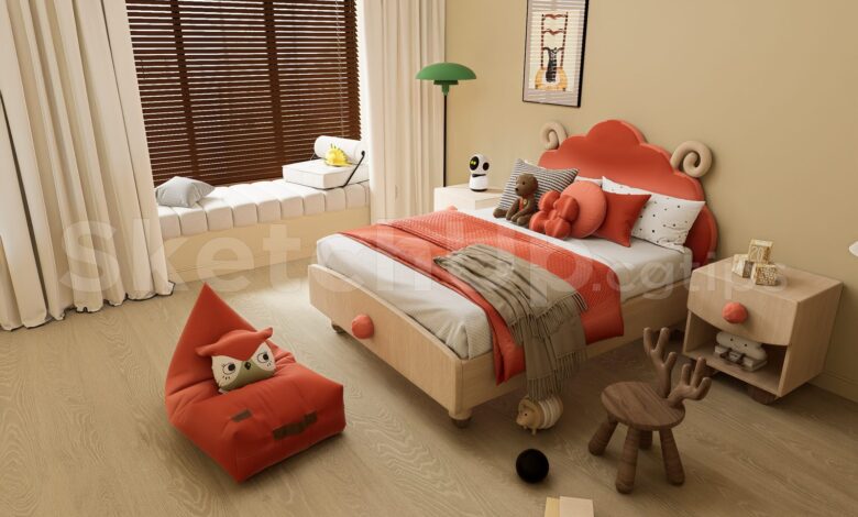 16351. Free Sketchup Kids Bedroom Interior Model Download (2)