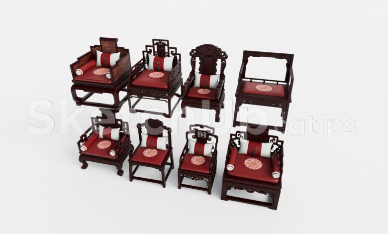 20472. Thư Viện Sketchup Miễn Phí Các Loại Ghế Indochine Trung Quốc (3)