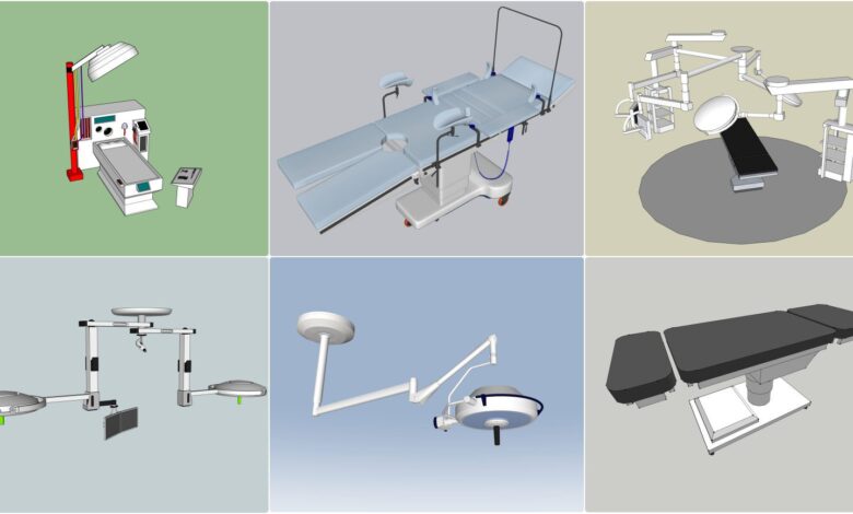20476. قم بتنزيل نماذج مجانية Sketchup 3D من الجداول الجراحية والأسرة و / أو الملحقات