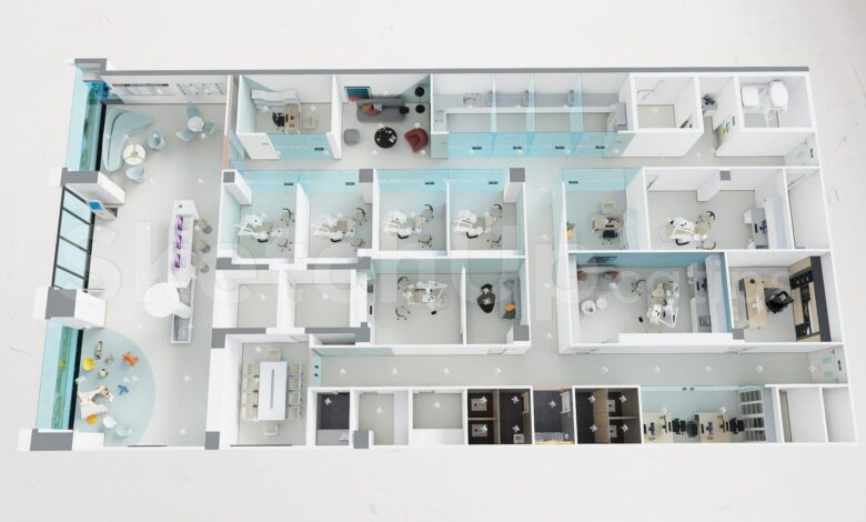 20508. Free Sketchup Dental Care Center Interior Model Download (1)