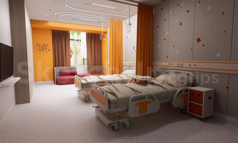 20509. Free Sketchup Hospital Room Interior Model Download (1)