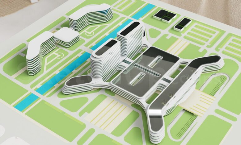 20517. تنزيل مجاني للخطة الرئيسية Sketchup 3D لمشروع المستشفى (2)