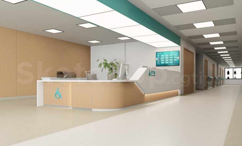 20533. Free Sketchup Hospital Lobby Model Download (1)