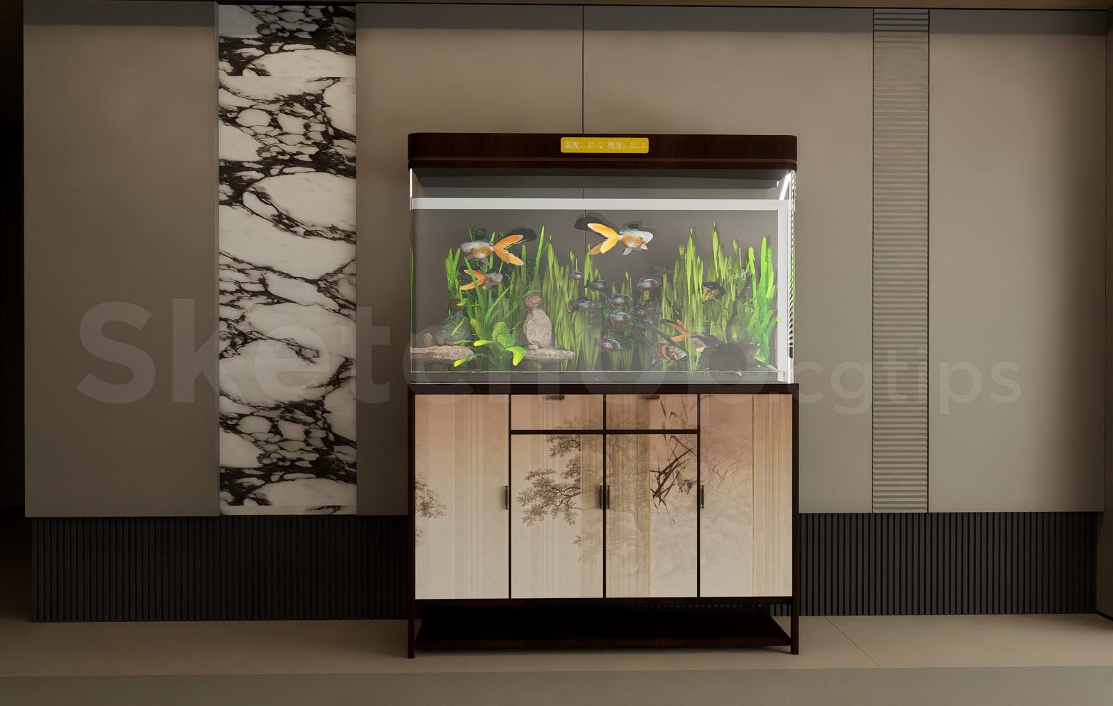 20572. تنزيل نموذج Sketchup Aquarium Tank Model (1)