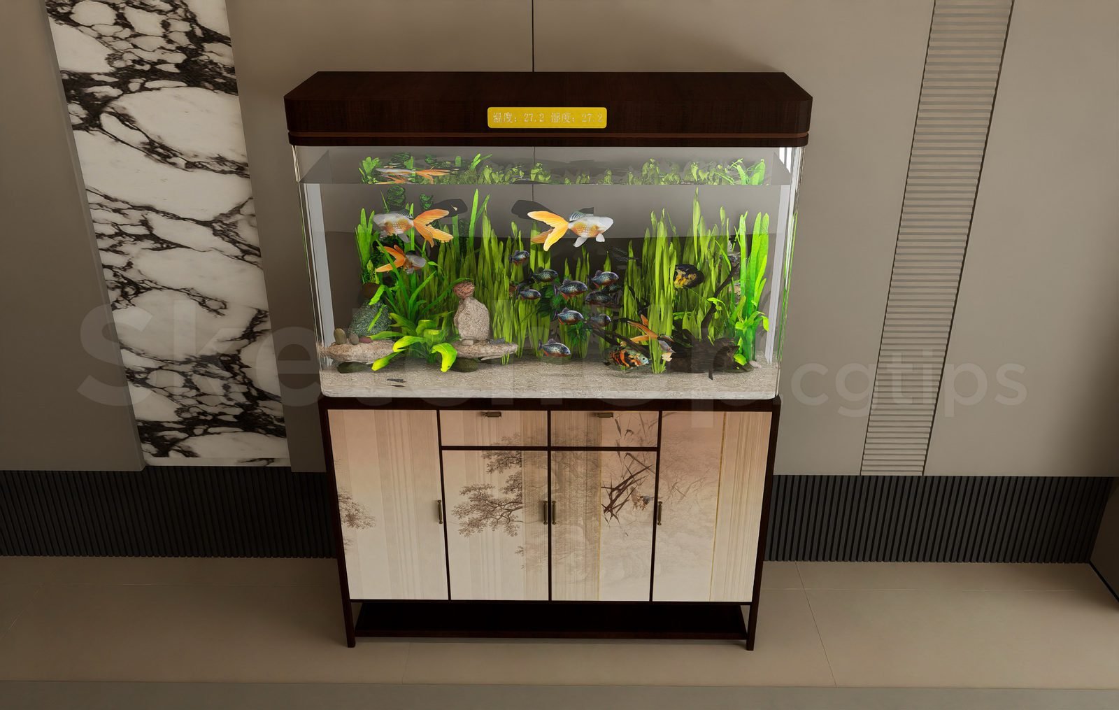 20572. تنزيل نموذج Sketchup Aquarium Tank Model (2)