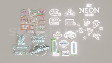 16840. Free Sketchup Neon Light Set Model Download