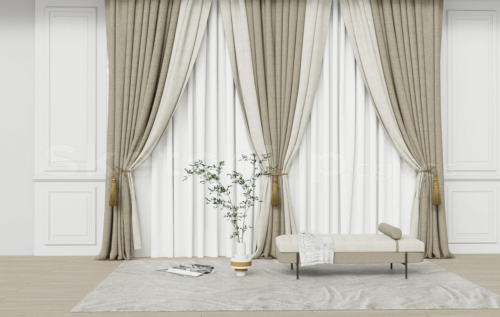 17044. تنزيل نموذج Sketchup Curtain Model (1)