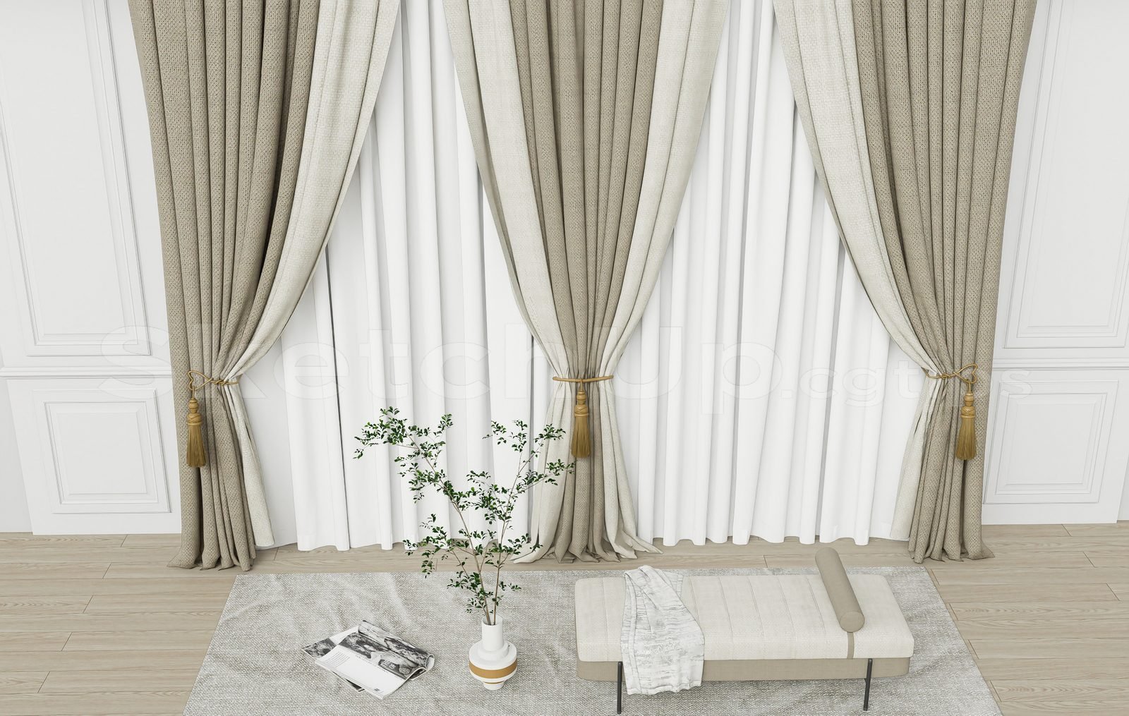 17044. تنزيل نموذج Sketchup Curtain Model (2)