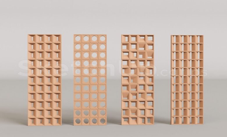 16914. Free Sketchup Breeze Blocks Model Download (1)