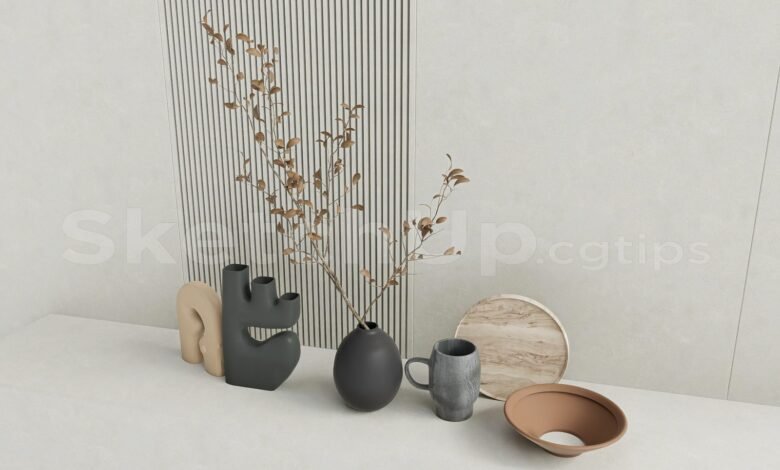 16919. Free Sketchup Decorative Set Model Download (2)