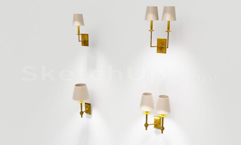 17012. Free Sketchup Wall Light Model Download (2)