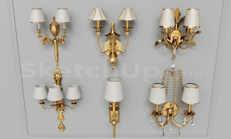 17039. Free Sketchup Wall Light Model Download (2)