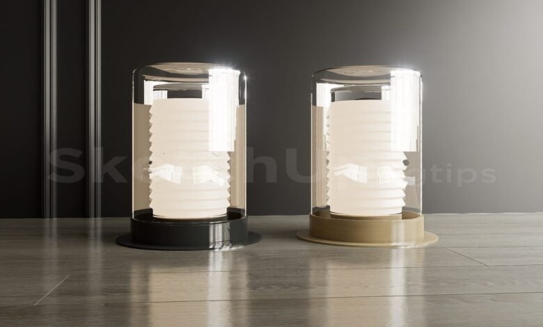 17058. Free Sketchup Table Lamp Model Download (1)