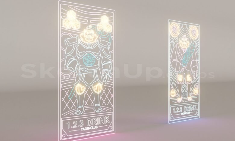 17111. Sketchup Neon Light Set Model Download (2)