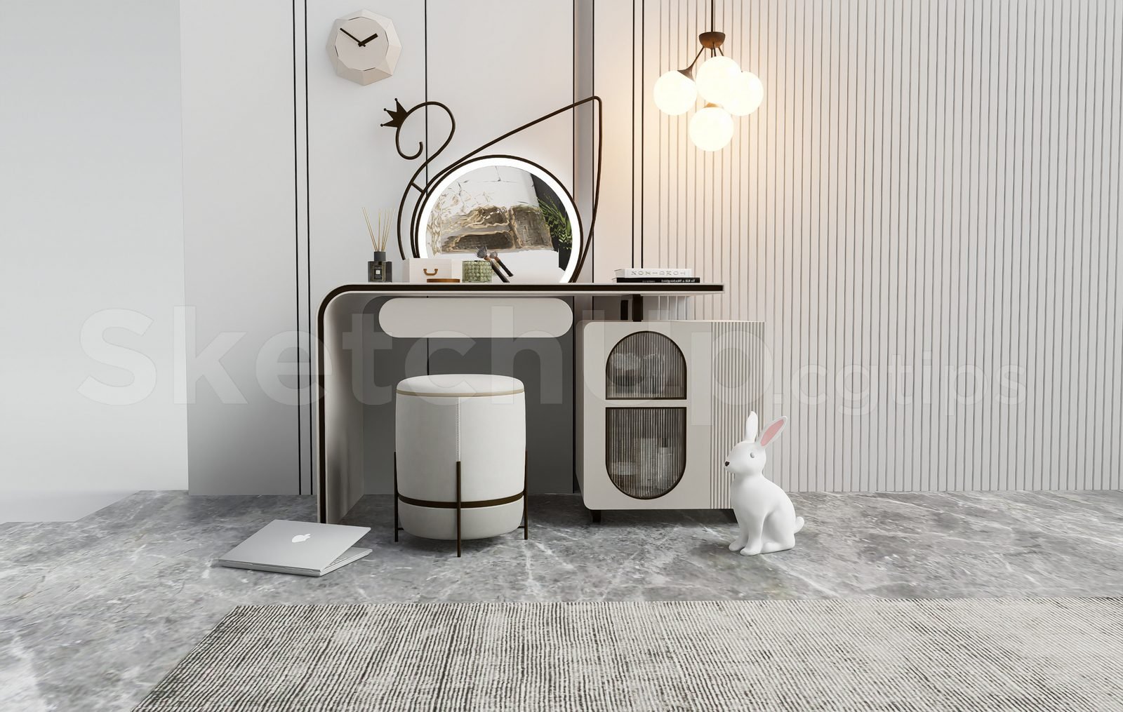 17200. تنزيل طاولة مكياج رسم مرسم مجاني (1)