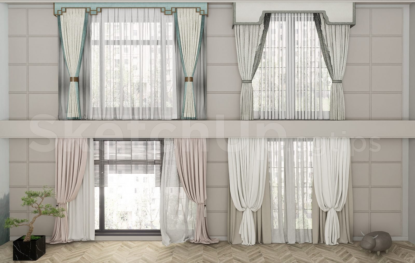 17219. تنزيل نموذج Sketchup Curtain Model (1)