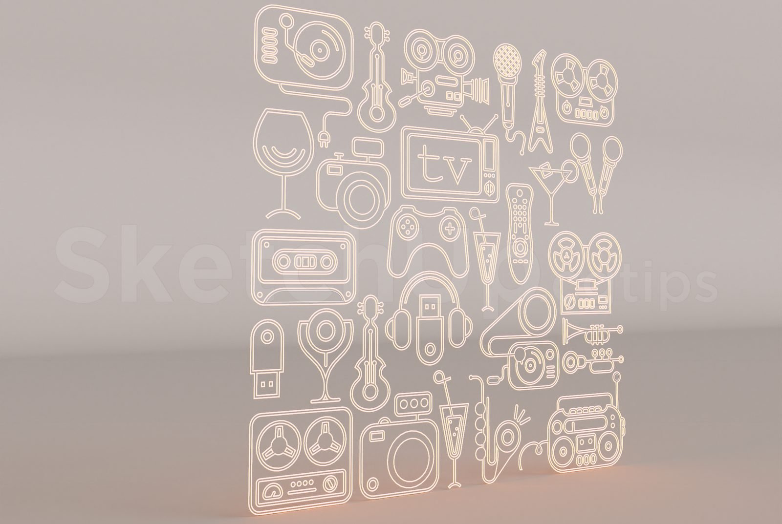 17337. Sketchup Neon Light Set Model Download (2)