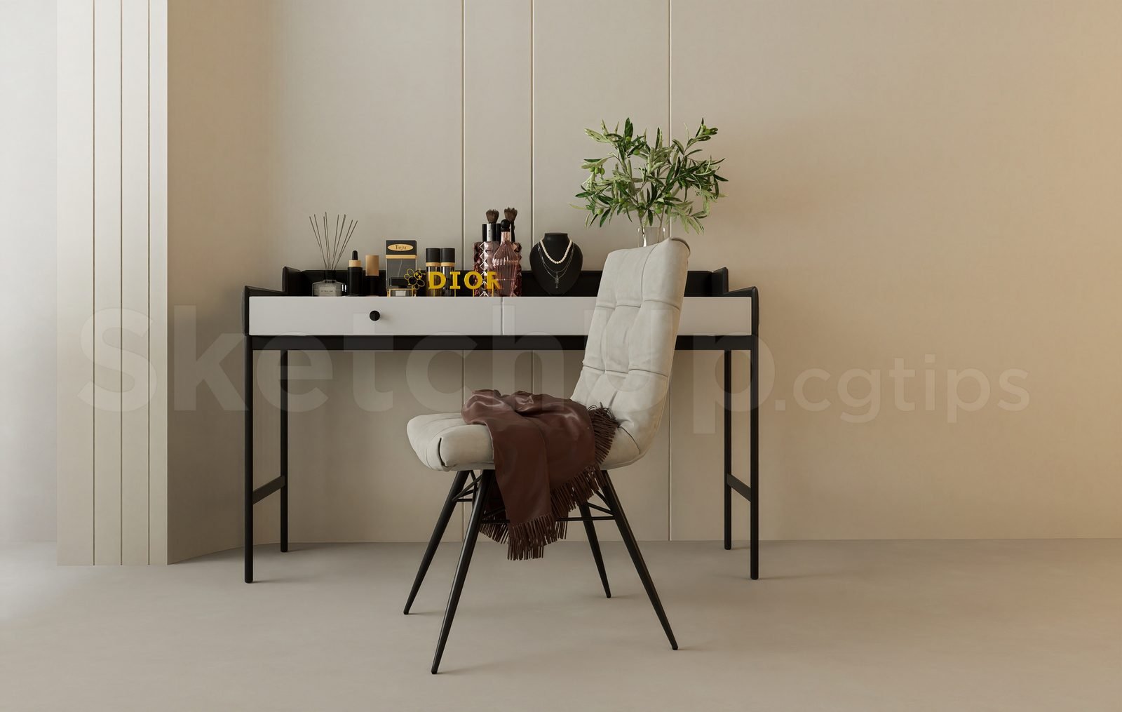 17394. تنزيل نموذج طاولة مكياج Sketchup (1)