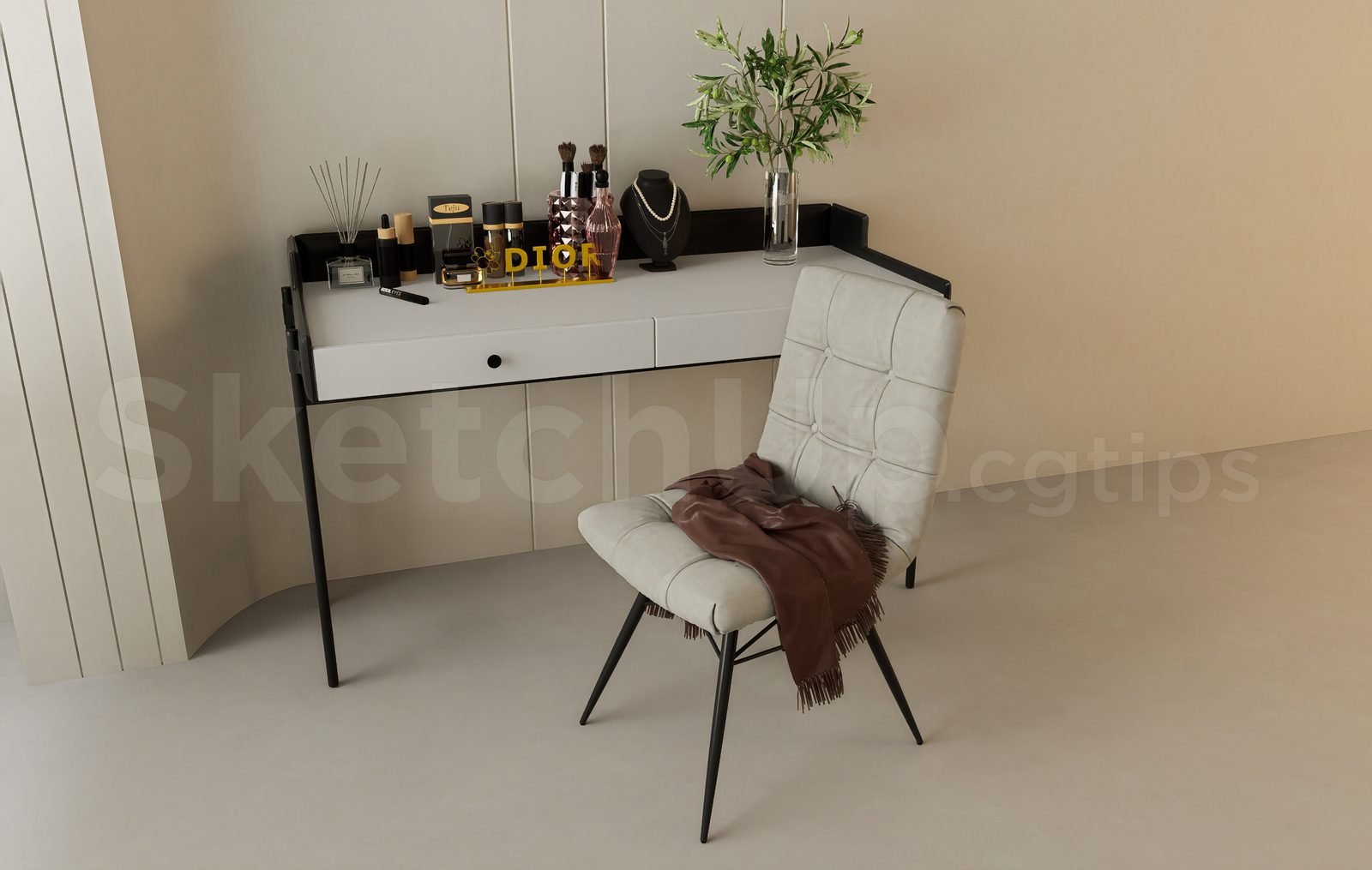 17394. تنزيل نموذج طاولة مكياج Sketchup المجاني (2)