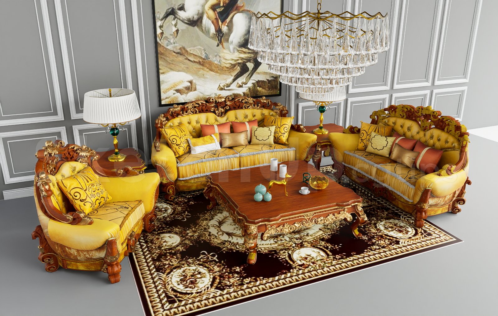 17515. تنزيل نموذج Sketchup Neoclascical Sofa Model (2)