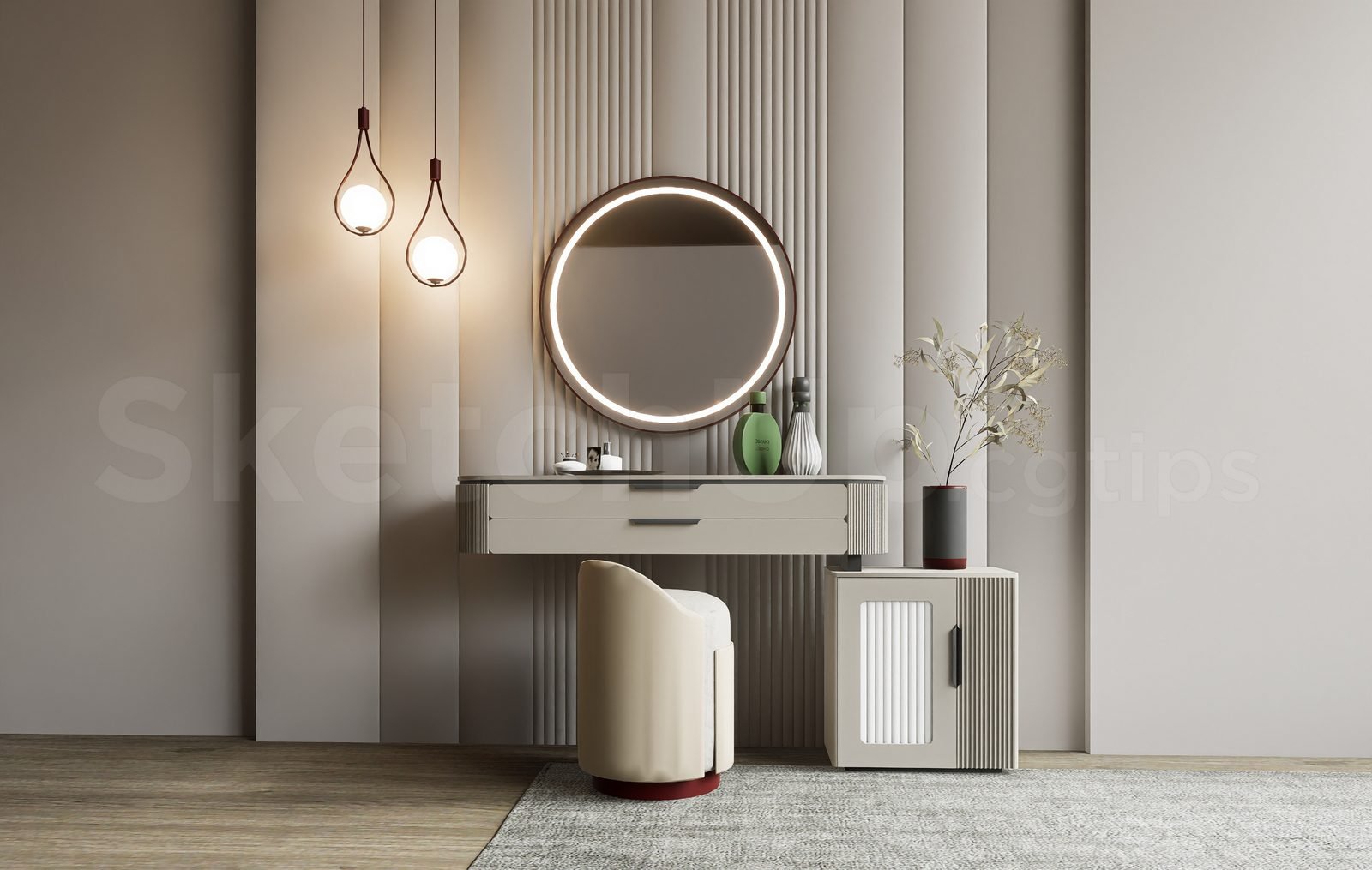 17564. تنزيل نموذج طاولة مكياج الرسم المجاني (1)