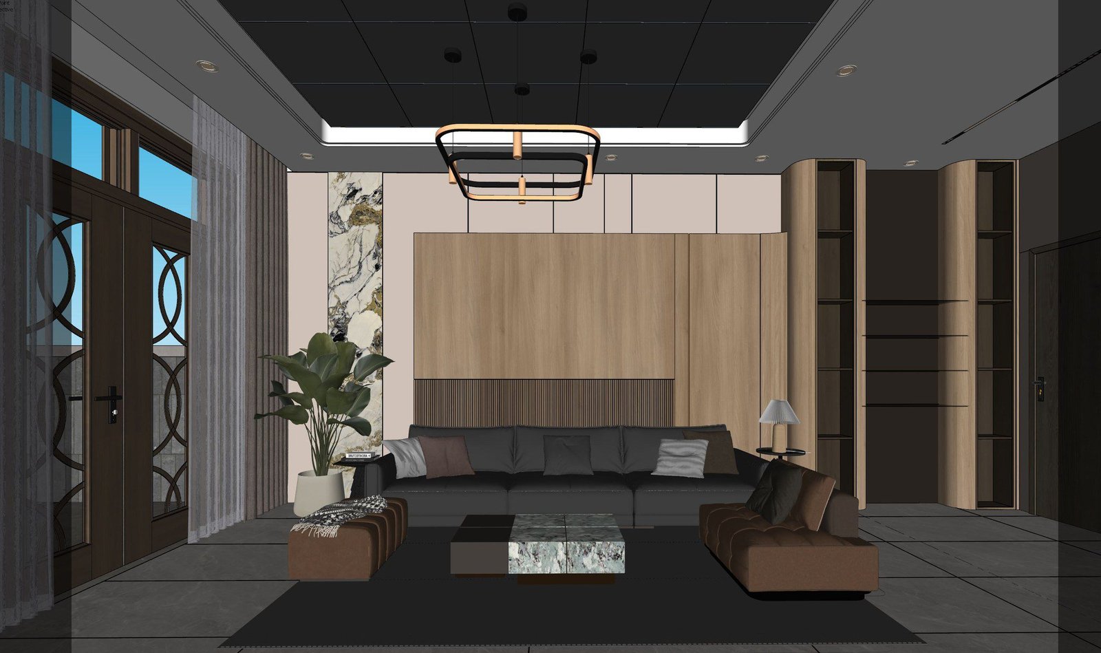 17587. غرفة المعيشة Sketchup المجانية - نموذج المطبخ الداخلي تنزيل بواسطة Phan Thuc (1)